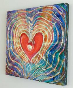 Light of Love - Feng Shui Spiritual Metaphysical energy art Painting - side view - by world renowned Ottawa artist Elena Khomoutova