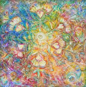 Opening to Love - metaphysical original art painting by world renowned Ottawa artist Elena Khomoutova